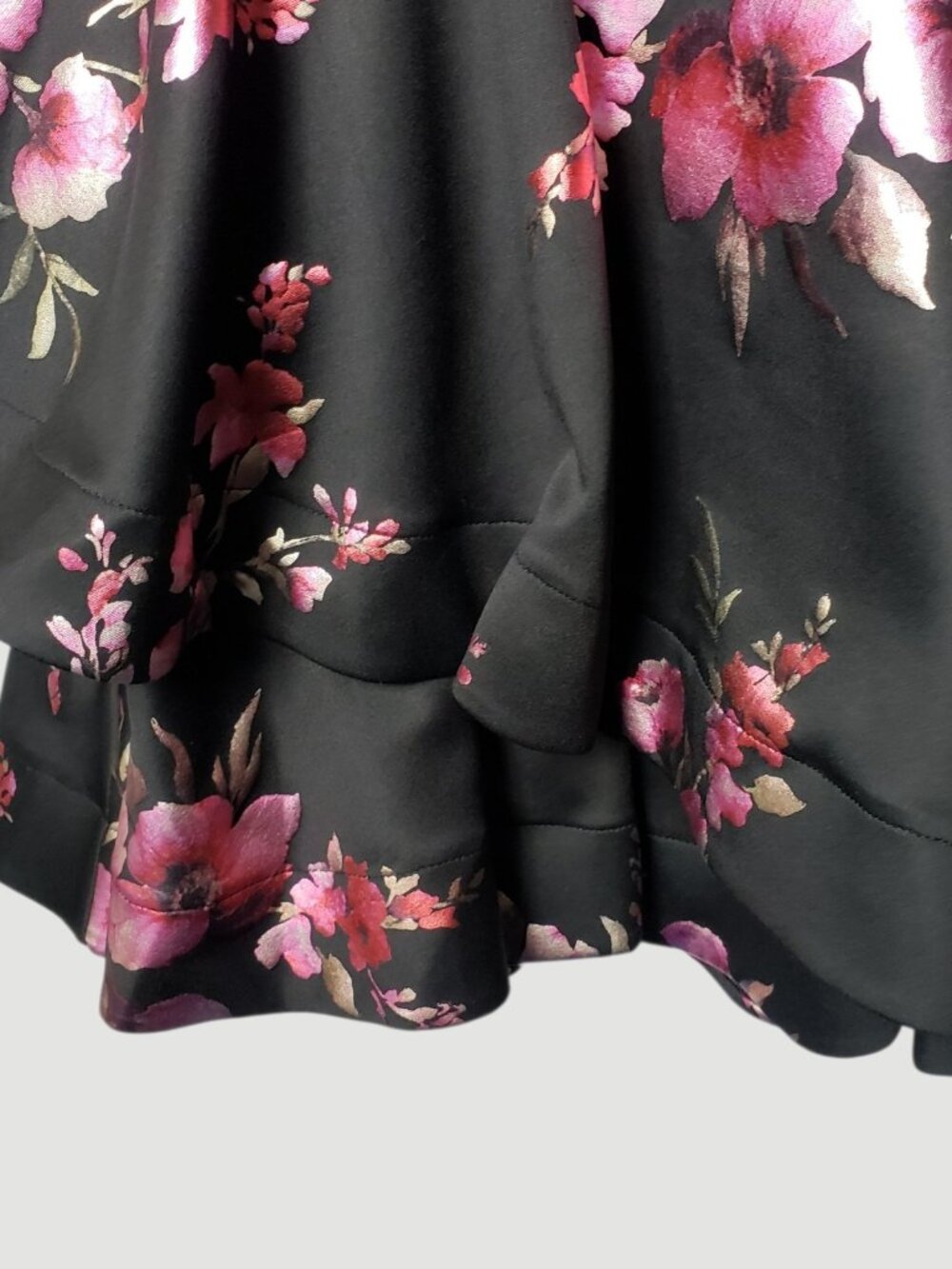 B.Darlin Strapless Floral Fit & Flare Dress Black/ fuschia Size 11/12 - Picture 10 of 12